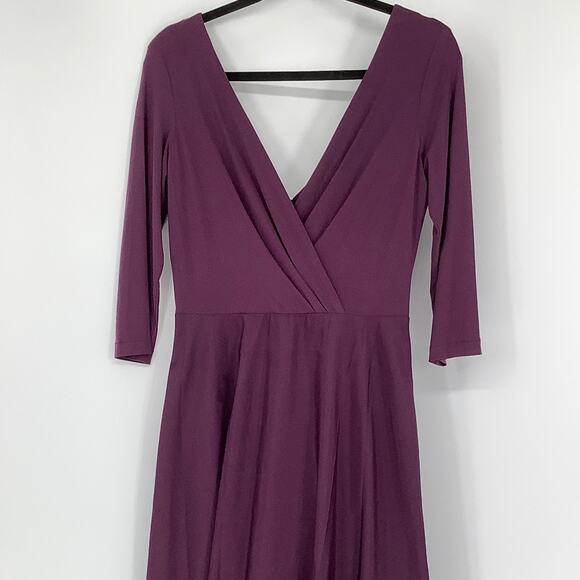 NEW! Alfred Sung Size 8 3/4 Sleeve Dress Purple Maxi Aubergine $229 msrp J2-19 - Picture 7 of 12